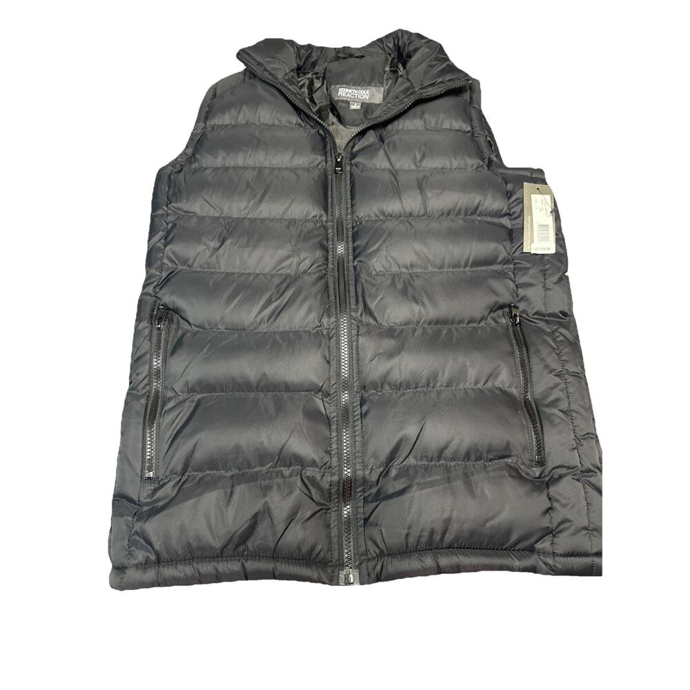 Kenneth Cole Reaction‎ Mens Puffer Vest Black Noir Full Zip Small 446RP682 NWT